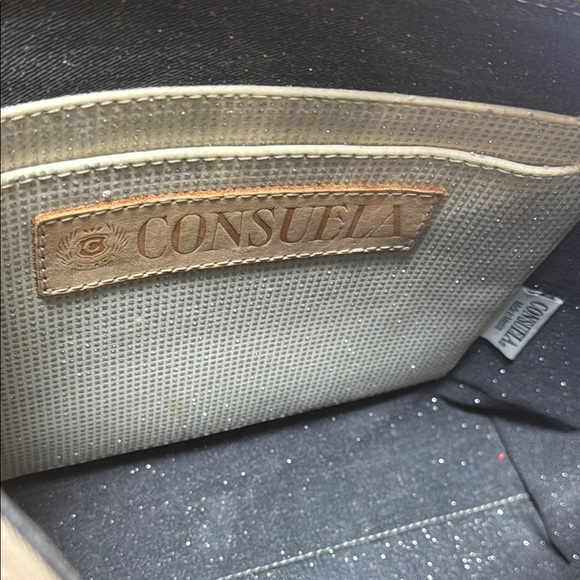 Consuela Blue Leopard Print Zip Top  Crossbody Bag W/ Leather Tassels - Picture 8 of 11